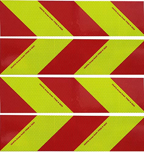 UvV® flexible rot gelbe (lemon gelb) Kfz Warnmarkierung TPESC 13223 Set mit 4 Streifen (564 x 141 m) (Klebefolie) von UvV
