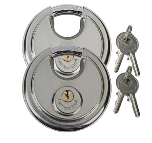 UvV 2 x Diskusschloss Vorhängeschloss, Rundbügelschloss, Ø70 mm Rund - Robustes und stabiles Schloss. Ideal für Ketten, Tore und mehr. Inkl 2 Schlüssel UvV 2 x Diskusschloss Vorhängeschloss, Rundbügelschloss, Ø70 mm Rund - Robustes und stabiles Schloss. Ideal für Ketten, Tore und mehr. Inkl 2 Schlüssel von UvV