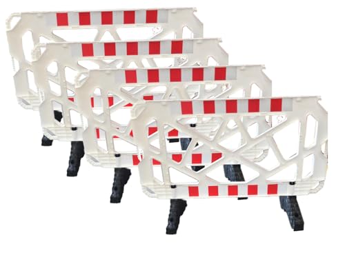 UvV Absperrgitter Schachtschutzgitter 4 Stück Set, Gitter Länge je 1,5 m weiß mit drehbaren Fußteilen reflektierenden Folien, Sicherheitsgitter Schrankenzaun UvV Absperrgitter Schachtschutzgitter 4 Stück Set, Gitter Länge je 1,5 m weiß mit drehbaren Fußteilen reflektierenden Folien, Sicherheitsgitter Schrankenzaun von UvV