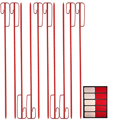 UvV Absperrleinenhalter für Warnband, Fangzaun 1200 mm geriffelt, rot lackiert + 10 Reflexsticker rot/weiß RA1 Orafol von UvV