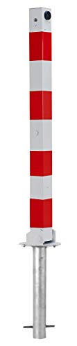 UvV Absperrpfosten 900 x 70x70 mm Vierkantrohr feuerverzinkt, umlegbar mit Bodenanker zum Einbetonieren Poller, Parkplatzsperre (Halbzylinder) von UvV