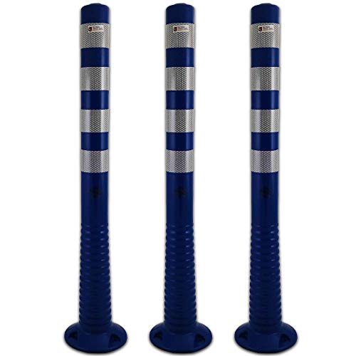 UvV Absperrpfosten Flexipfosten blau weiß 3er Set 75 oder 100cm - stark reflektierend als praktisches Set (100 cm, RA2cM) von UvV