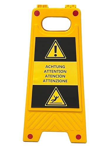 UvV Aufsteller Achtung & Rutschgefahr Zeichen klappbar, Warnschild beidseitiges gelbes Hinweisschild mit Reflexfolie und Reflektorpunken UvV Aufsteller Achtung & Rutschgefahr Zeichen klappbar, Warnschild beidseitiges gelbes Hinweisschild mit Reflexfolie und Reflektorpunken von UvV