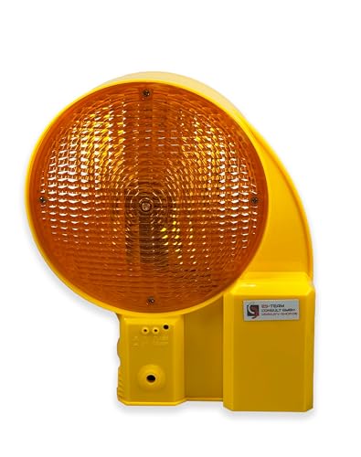 UvV Baustellen Warnleuchte Absperrbaken Laterne Bakenleuchte gelbe LED 200mm Linse L6 DIN EN12352 einseitig (Gelb) von UvV