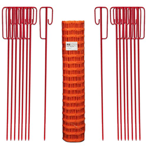 UvV Fangzaun Set Orange 50m 7,5kg +16 rot lackierte Absperrleinenhalter für Baustellen Absperrzaun von UvV