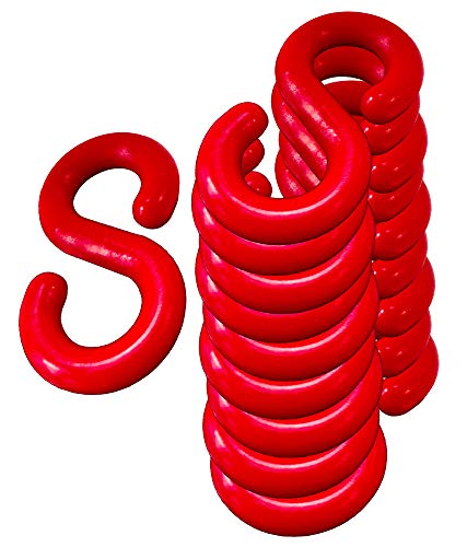 UvV 10 Stück Kettenverbinder, S-Haken zum Einhängen von Plastik-Absperrketten an Absperrpfosten (8 mm, rot) von UvV