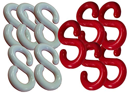 UvV 10 Stück Kettenverbinder, S-Haken zum Einhängen von Plastik-Absperrketten an Absperrpfosten (8 mm, rot/weiß) von UvV