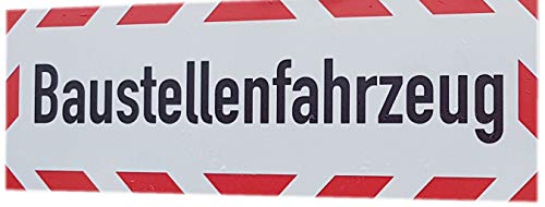 UvV Kfz reflektierendes Hinweisschild (Aukleber) - Baustellenfahrzeug - Reflexfolie RA1 (45 x 15 Klebefolie) von UvV