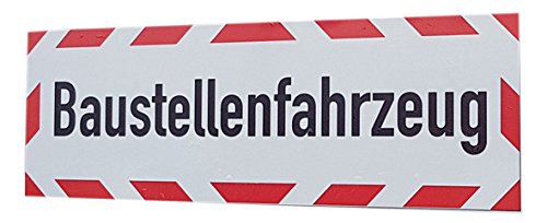 UvV Kfz reflektierendes Magnetschild -Baustellenfahrzeug- | Schild magnetisch | verklebt auf TüV Magnetfolie bis 200 kmh (35 x 10 Magnetisch) von UvV