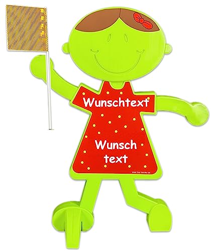 UvV Lisa Brems, Achtung vorsicht spielende Kinder Aufsteller als Warnschild Warnfigur für Spielstraßen, Kitas, Spielplätze (Mädchen Wunschtext) von UvV