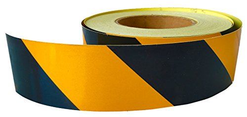 UvV-Reflex UVWB4571.24 rechtsweisende Warnmarkierungsfolie/Hazard Warning Tape Rolle Schwarz-Gelb 50 mm Breit, 45 m Lang Vollreflektierende (Reflexklasse RA1) Selbstklebende Warnmarkierung von UvV