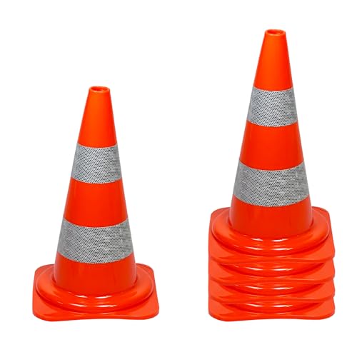 UvV SafeGlow Leitkegel | Farbe orange| PVC | reflektierende Folie | Höhe 30, 50 oder 75 cm | stabile und standfeste Ausführung (VPE: 5 Stück, Höhe: 50cm - Folie RA2) von UvV
