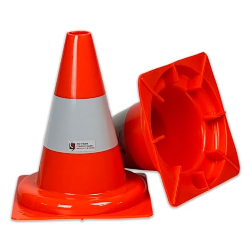 UvV SafeGlow Leitkegel | Farbe orange| PVC | reflektierende Folie | Höhe 30, 50 oder 75 cm | stabile und standfeste Ausführung (VPE: 2 Stück, Höhe: 30cm - Folie RA1) von UvV