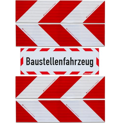 UvV Set 4 Stück 3M-Folien magnetische Kfz-Warnmarkierung Typ 3410 Anwendungspaket Plus 45x15 cm Magnet Schild reflektierend (Baustellenfahrzeug) von UvV