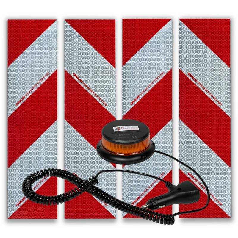 UvV Set Kfz Warnmarkierung  4 x Klebefolie 564x141mm & Magnet LED Blitzer von UvV