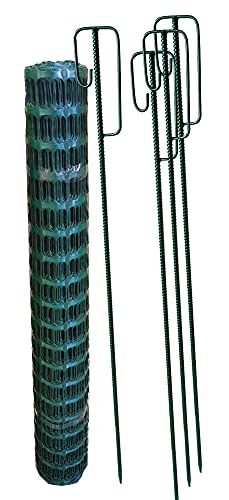 UvV Fangzaunset Grün 4 Absperrhalter + 10 Meter Maschenzaun Kunststoff Reissfest, 150 gr qm (Standard Set) von UvV