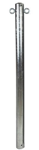 UvV SteelOn Absperrpfosten Ø 76 mm ortsfest zum Einbetonieren, Stahlkappe, Reflexstreifen, Feuerverzinkt (+ 2 Ösen) von UvV