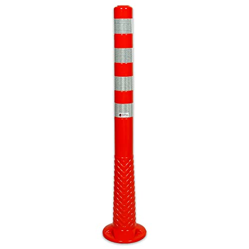 UvV UVTP4431 Flex-Absperrpfosten 1000 mm - reflektierend mit Orafol 5931 Silber (DIN Reflexfolie- EN 12899-1:2008, RA2/C) - als flexibler Sperrpfosten mit stabilem Standfuß von UvV