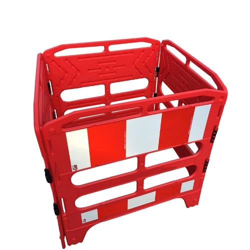 UvV Utility RA2 Schachtschutzgitter Schachtabsperrung rot/weiße Reflexfolie, Typ RA2 - HD-PE Kunststoff 4 Elemente 100 x 100 cm (rot) von UvV