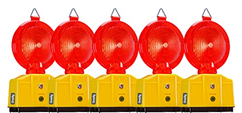 UvV Vollsperrung Set E0-5 rote Baustellenleuchten LED-Warnleuchte Secura-Halter 1 x Lampenschlüssel (Einseitig ohne Batterien) von UvV