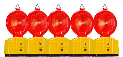 UvV Vollsperrung Set Z0-5 rote Baustellenleuchten LED-Warnleuchte Secura-Halter 1 x Lampenschlüssel (Zweiseitig ohne Batterien) von UvV