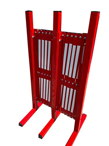 UvV schweres Scherengitter rot mit weiss reflektierenden Streifen aus Metall ausziehbar auf 5 m von UvV
