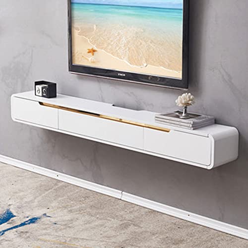 Uvency An Der Wand Befestigtes Fernsehgerät, Moderner Schwebender Fernsehständer, An Der Wand Befestigtes Unterhaltungszentrum, Medienkonsole Mit 2 Schubladen, Schwebendes Fernsehregal Aus Mdf-Holz von Uvency