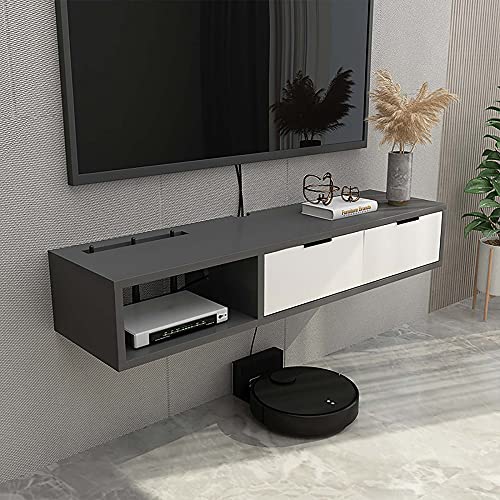 Uvency Schwebender Tisch-Tv-Ständer, Kleine Wohnung, Hängender Tv-Ständer Mit 2 Schubladen, Wandmontage-Unterhaltungseinheit Für Router-Box-Kabel/Weiß/100 cm/Gray/100Cm Uvency Schwebender Tisch-Tv-Ständer, Kleine Wohnung, Hängender Tv-Ständer Mit 2 Schubladen, Wandmontage-Unterhaltungseinheit Für Router-Box-Kabel/Weiß/100 cm/Gray/100Cm von Uvency