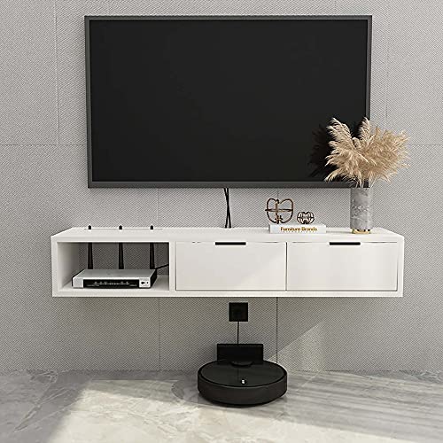 Uvency Schwebender Tisch-Tv-Ständer, Kleine Wohnung, Hängender Tv-Ständer Mit 2 Schubladen, Wandmontage-Unterhaltungseinheit Für Router-Box-Kabel/Weiß/100 cm/White/100Cm Uvency Schwebender Tisch-Tv-Ständer, Kleine Wohnung, Hängender Tv-Ständer Mit 2 Schubladen, Wandmontage-Unterhaltungseinheit Für Router-Box-Kabel/Weiß/100 cm/White/100Cm von Uvency