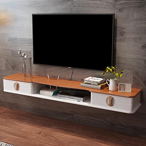Uvency Schwebender Tv-Schrank, Flip Drawer Design Wandmontierter Tv-Schrank Mit Kabellöchern, Geeignet Für Projektor-Kabelbox-Spielekonsole/B/130Cm/D/110Cm von Uvency