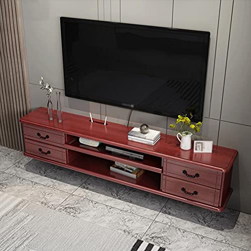 Uvency Schwebender Tv-Schrank, Holz Mit 4 Schubladen, Büro-Medienkonsolenschrank Mit Drahtloch, Geeignet Für Familienrestaurants, Hotels/Holzfarbe / 140X24X28Cm/Brown/140 * 24 * 28Cm von Uvency