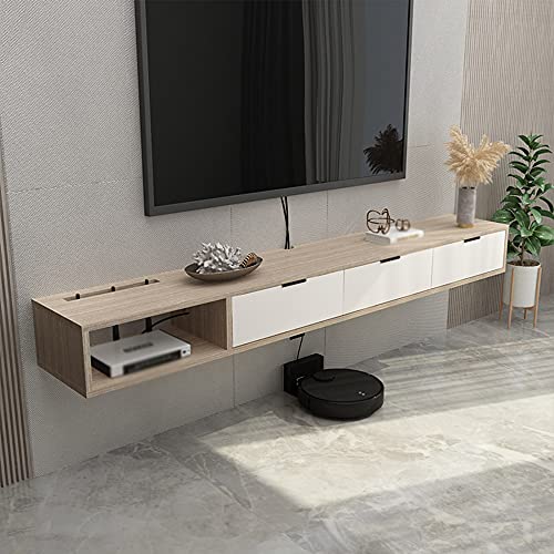 Uvency Schwebender Tv-Schrank, Schubladenaufbewahrung, Holz-Wand-Tv-Schrank Mit Drahtloch, Für Schlafzimmer, Arbeitszimmer, Büro/C/140 X 23 X 17 cm/E/140 * 23 * 17Cm von Uvency