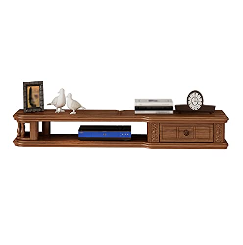 Uvency Schwebender Tv-Schrank, Wandmontiertes Tv-Regal Aus Holz Mit Schubladen, Für Stosatellite-Tv-Box, Kabelbox, Spielkonsolen/Rotbraun/80 cm/Walnut/100Cm von Uvency