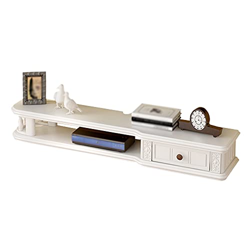 Uvency Schwebender Tv-Schrank, Wandmontiertes Tv-Regal Aus Holz Mit Schubladen, Für Stosatellite-Tv-Box, Kabelbox, Spielkonsolen/Rotbraun/80 cm/White/120Cm von Uvency