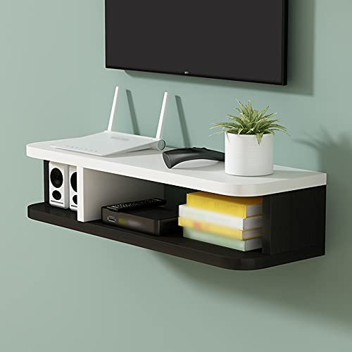 Uvency Schwebender Tv-Schrank, Wandmontiertes Tv-Regal Mit Gewindeloch-Design Und 2 Offenen Staufächern, Tv-Konsole Aus Holz Für Wohnzimmer, Unterhaltungszimmer, Büro/Weiß / 60X22X15Cm/Black/60*22*1 von Uvency