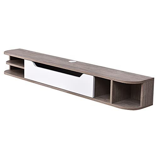 Uvency Schwebender Tv-Schrank, Wandmontiertes Tv-Regal Mit Gewindeloch-Design Und Schublade, Tv-Konsole Aus Holz Für Wohnzimmer, Unterhaltungszimmer, Büro/Holzfarbe / 130X24X20Cm/Grey/130 * 24 * 20Cm Uvency Schwebender Tv-Schrank, Wandmontiertes Tv-Regal Mit Gewindeloch-Design Und Schublade, Tv-Konsole Aus Holz Für Wohnzimmer, Unterhaltungszimmer, Büro/Holzfarbe / 130X24X20Cm/Grey/130 * 24 * 20Cm von Uvency