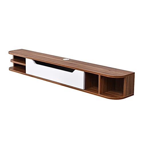 Uvency Schwebender Tv-Schrank, Wandmontiertes Tv-Regal Mit Gewindeloch-Design Und Schublade, Tv-Konsole Aus Holz Für Wohnzimmer, Unterhaltungszimmer, Büro/Holzfarbe / 130X24X20Cm/Walnut Color/130*24 Uvency Schwebender Tv-Schrank, Wandmontiertes Tv-Regal Mit Gewindeloch-Design Und Schublade, Tv-Konsole Aus Holz Für Wohnzimmer, Unterhaltungszimmer, Büro/Holzfarbe / 130X24X20Cm/Walnut Color/130*24 von Uvency