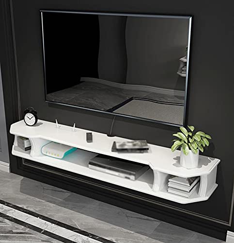 Uvency Schwebender Tv-Schrank,Holz Hängender Tv-Schrank Mit Drahtloch,Zur Aufbewahrung Kabelbox Spielekonsole Tv-Komponenten Bücher/Weiß / 90Cm/White/130Cm von Uvency