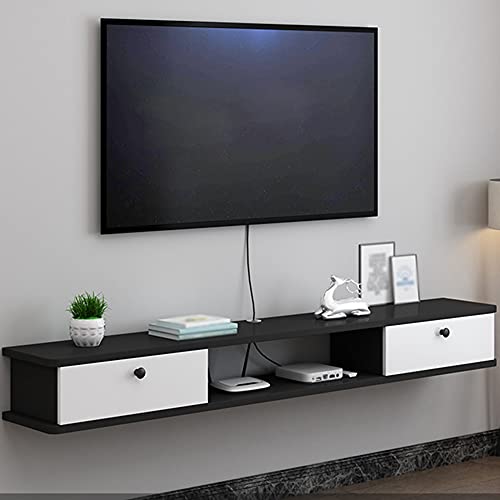 Uvency Schwebender Tv-Ständer, Drahtloch-Design, Holz, Multimedia-Aufbewahrungsregal Mit 2 Schubladen, Für Wohnzimmer, Unterhaltungszimmer, Büro/Weiß/120 cm/Black/140Cm Uvency Schwebender Tv-Ständer, Drahtloch-Design, Holz, Multimedia-Aufbewahrungsregal Mit 2 Schubladen, Für Wohnzimmer, Unterhaltungszimmer, Büro/Weiß/120 cm/Black/140Cm von Uvency