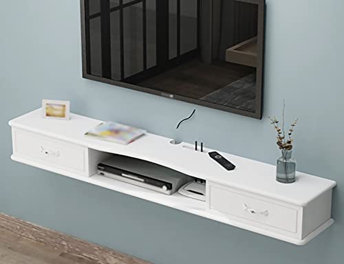 Uvency Schwebender Tv-Ständer, Holz-Flip-Schubladen-Aufbewahrung, Wandmontiertes Tv-Regal Mit Drahtloch, Geeignet Für Die Aufbewahrung Von Router-Set-Top-Boxen, Kabel-Tv-Boxen/Weiß / 140 cm/White/14 Uvency Schwebender Tv-Ständer, Holz-Flip-Schubladen-Aufbewahrung, Wandmontiertes Tv-Regal Mit Drahtloch, Geeignet Für Die Aufbewahrung Von Router-Set-Top-Boxen, Kabel-Tv-Boxen/Weiß / 140 cm/White/14 von Uvency