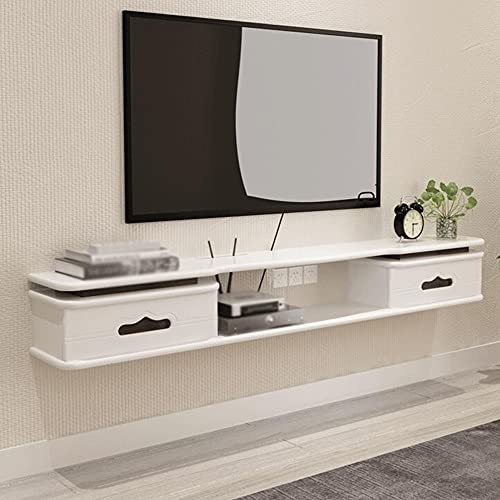 Uvency Schwebender Tv-Ständer, Loch-Design, Wandhalterung, Holz-Tv-Regal Mit Zwei Schubladen, Zur Aufbewahrung Von Kabelbox, Spielekonsole, Tv-Komponenten, Bücher/Walnuss / 120 cm/Walnut/120Cm von Uvency