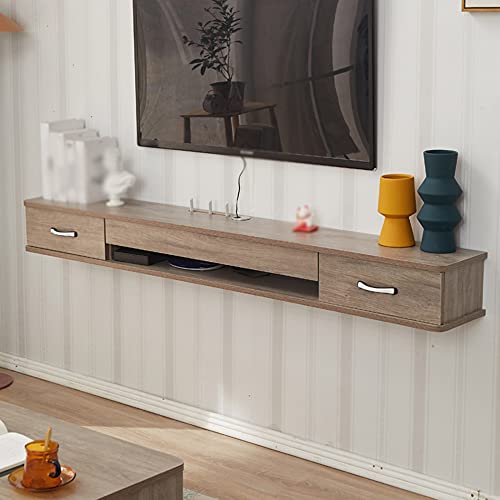 Uvency Schwimmender Tv-Schrank, Schubladentyp Wohnzimmer Wandmontierter Tv-Schrank Wandschrank Mit Drahtloch, Für Wohnzimmer-Unterhaltungsraum/Holzfarbe/100 cm/Gray/140Cm von Uvency