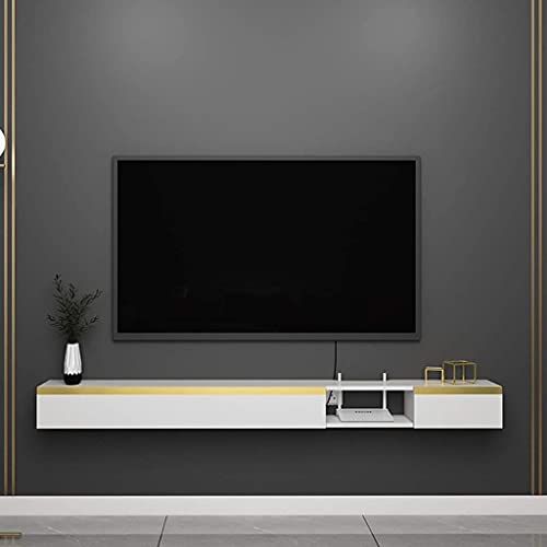 Uvency Tv-Schrank, Tv-Lowboard, Schwebende Regale, Schwebende Tv-Konsole, Wandmontierter Tv-Schrank/Hängegestell/Set-Top-Box, Wandmontierte Medienkonsole, Für Zuhause Und Büro./140Cm White/White von Uvency