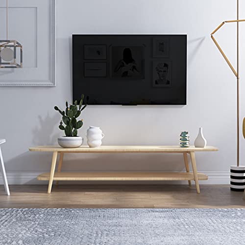 Uvency Tv-Ständer Tv-Konsole Medien Holz Tv-Schrank Kabelbox Spielkonsolen Minimalistisches Unterhaltungszentrum Tv-Einheit Schrank Für Wohnzimmer Schlafzimmer Büro/Natural/55In von Uvency