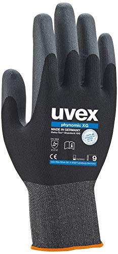 1 Paar uvex phynomic XG Arbeitshandschuhe - Schutzhandschuhe für die Arbeit - EN 388 - Grau/Schwarz - 08/M von uvex