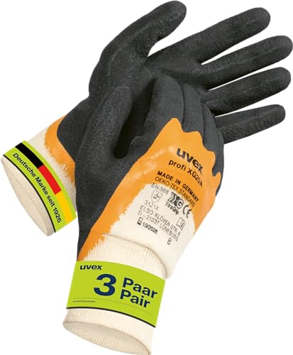 3 Paar uvex Handschuhe 60558 - Arbeitshandschuhe Herren für Garten Arbeit und Auto Gr. 10 (Xtra-Large) von Uvex