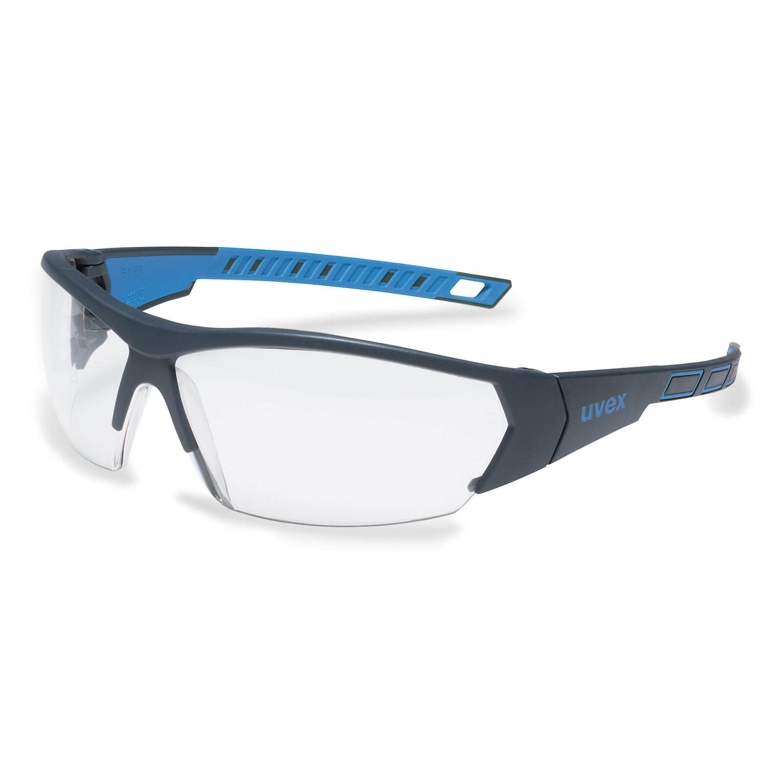 UVEX Schutzbrille i-works 9194 UV-Schutz Sicherheitsbrille, Arbeitsschutzbrille Farbe:anthrazit-blau / klar von Uvex