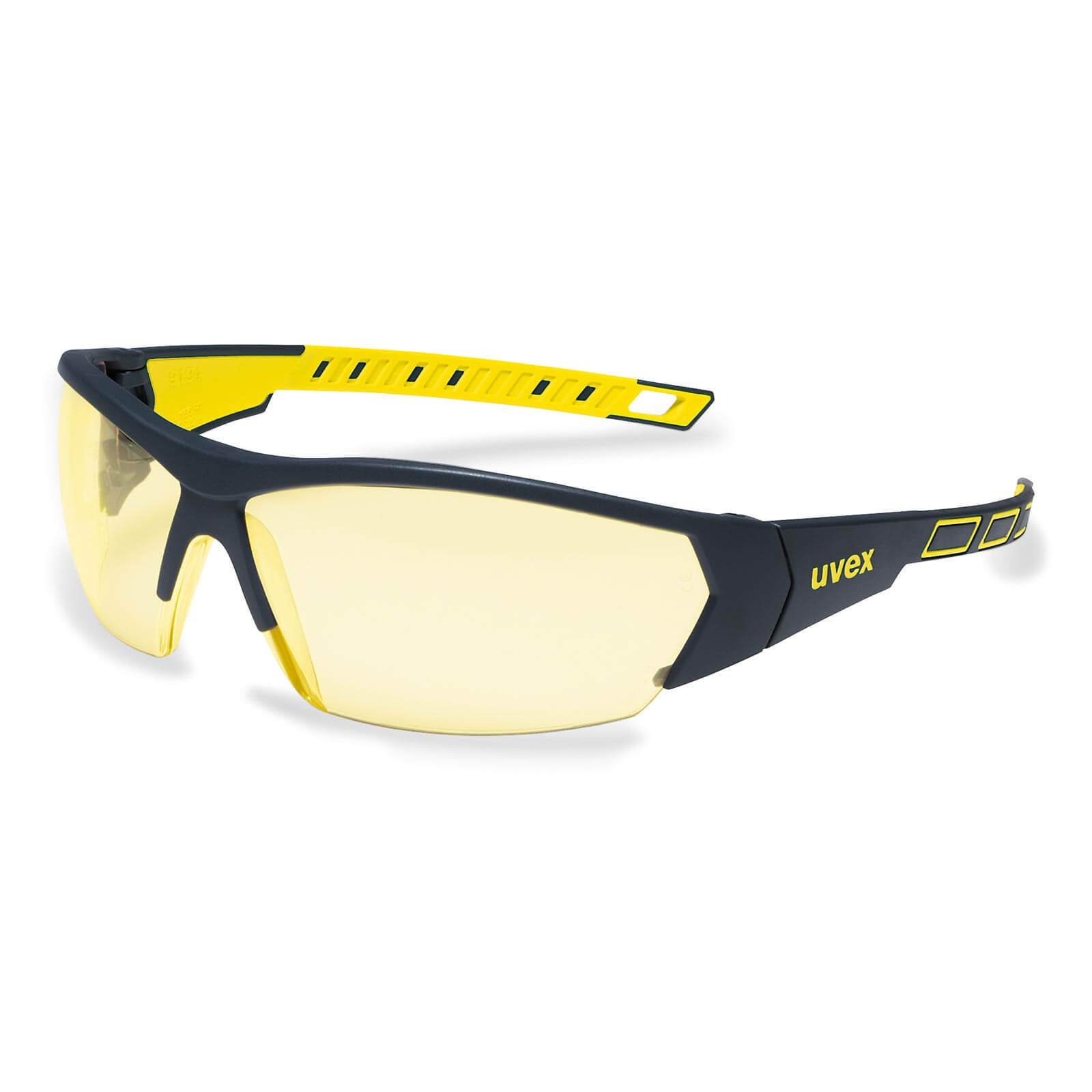 UVEX Schutzbrille i-works 9194 UV-Schutz Sicherheitsbrille, Arbeitsschutzbrille Farbe:anthrazit-gelb / amber von Uvex