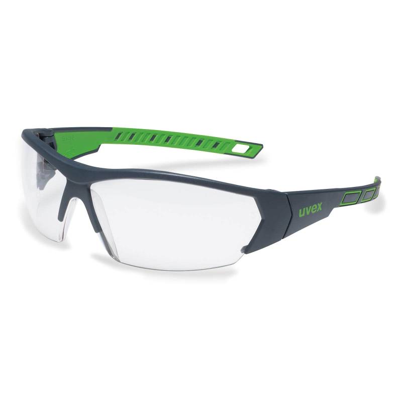 UVEX Schutzbrille i-works 9194 UV-Schutz Sicherheitsbrille, Arbeitsschutzbrille Farbe:anthrazit-grün / klar von Uvex