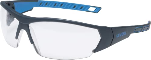 Uvex Schutzbrille i-works - kratzfest und beschlagfrei - leichte und sportliche Sicherheitsbrille, Arbeitsschutzbrille mit UV-Schutz - anthrazit-blau/transparent von Uvex